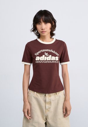 RETRO TEE - T-shirt imprimé - auburn/cream white