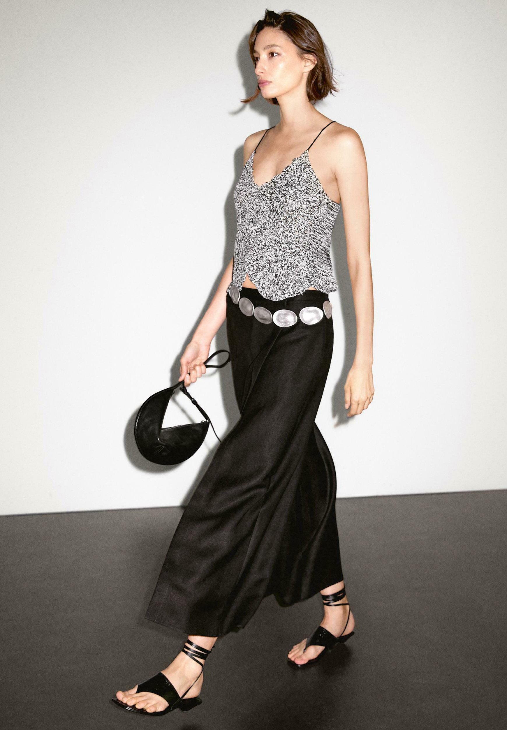 Massimo Dutti LONG FLOWING - Maxi skirt - black - Zalando