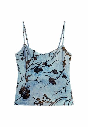 Desigual, FLOCKED STRAPPY TOP - Top - blue