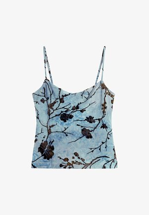 Desigual, FLOCKED STRAPPY TOP - Top - blue