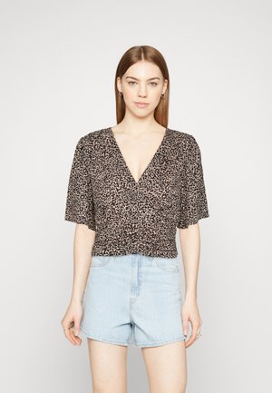 Gina Tricot SHORTSLEEVE  - Μπλουζάκι με στάμπα - beige/black