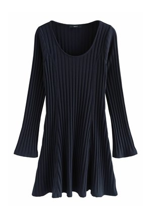 MINI LONG SLEEVE SCOOP NECK - Stickad klänning - navy blue