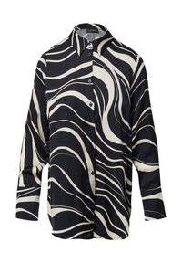 Camicia button-up bianca e nera con un motivo a onde, maniche lunghe e colletto. Realizzata in tessuto morbido con una vestibilità comoda.