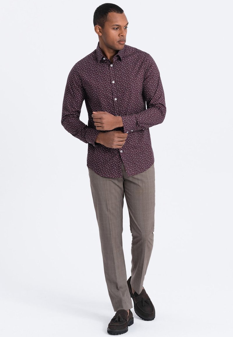 Chemise Homme Devred - Taille XL - Extra Slim Fit - Motif Bordeaux - Occasion TB