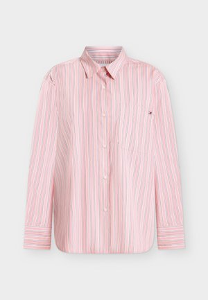 Tommy Hilfiger, ESS POPLIN EASY FIT SHIRT - Blúzka so zapínaním na gombíky - pink/white
