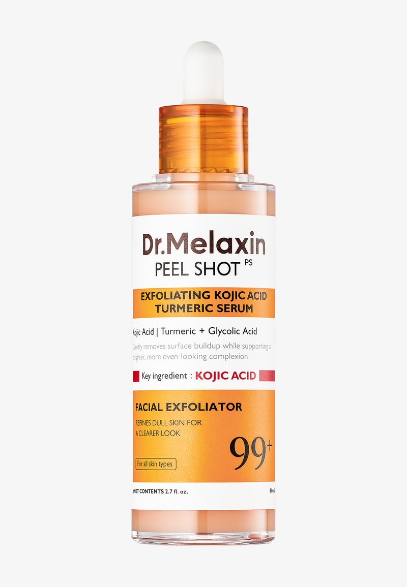 Dr. Melaxin Peel Shot serumflaske med dråpeteller, merket som eksfolierende kojisyre gurkemeie ansiktsskrubb for klarere, lysere hud, 80 ml.