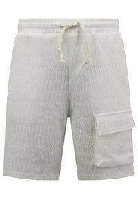 Witte shorts met een textuur golfpatroon, elastische tailleband met een trekkoord en een zijvak met klep.