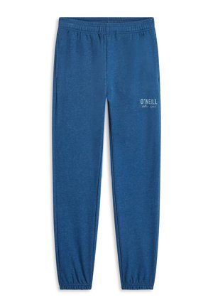 Blauwe taps toelopende joggingbroek met elastische tailleband en boorden, zijzakken en wit O'Neill-logo op de linkerdij.