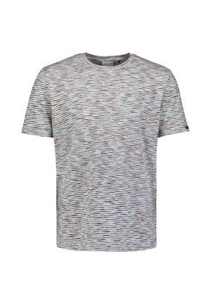 NO EXCESS, SHORT-SLEEVE STRIPED CREWNECK T-SHIRT - T-shirt print - white