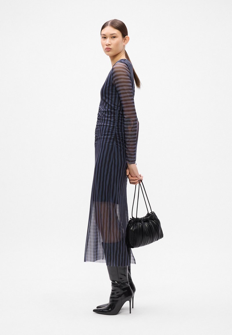 high neck black dress with sleeves Center High-Neck Dress with Puffed Sleeves main image 0