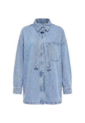 Studio Untold, DENIM LAVALLIERE BUTTON-DOWN BLOUSE - Skjortebluser - light blue