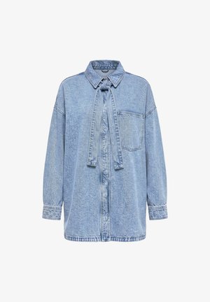 Studio Untold, DENIM LAVALLIERE BUTTON-DOWN BLOUSE - Overhemdblouse - light blue