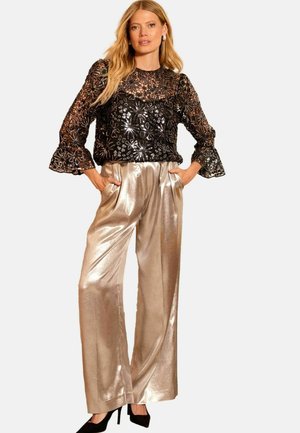 REGULAR FIT - SEQUIN 3/4 FLUTE SLEEVE  - Blusa - silver black