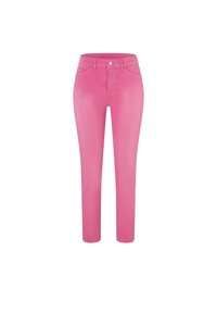 Růžové kalhoty ze směsi bavlny se slim fit, s klasickým pasem, pěti kapsami a jedním knoflíkem na zapínání. Hladká textura bez vzorů.
