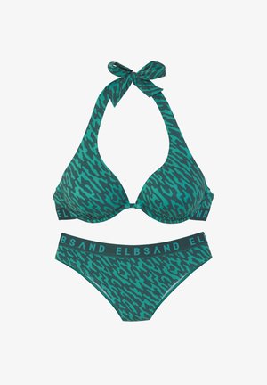 BÜGEL-SET - Bikini - petrol bedruckt