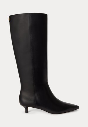 Lauren Ralph Lauren FRANCESCA CALFSKIN TALL BOOT HEEL - Stivali sopra il ginocchio - black