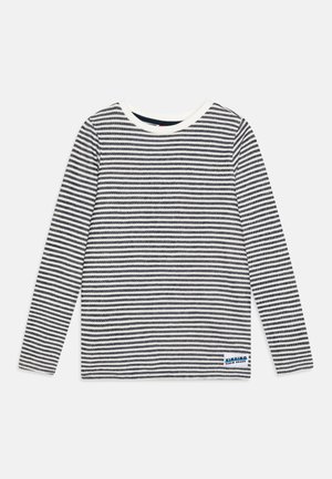 2pcs Women's Solid Stripe Long-sleeved Top And Tight Suspender Skirt