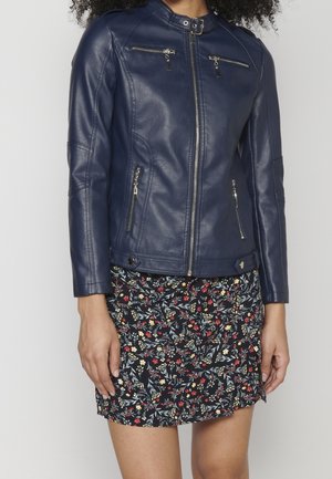 Imiteret læderjakke - dark blue
