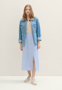 TOM TAILOR DENIM A-vonalú szoknya - mid blue minimal print