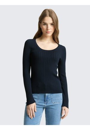 PULLOVER TIGHT FIT MIT STRUKTUR - Trui - sky captain blue