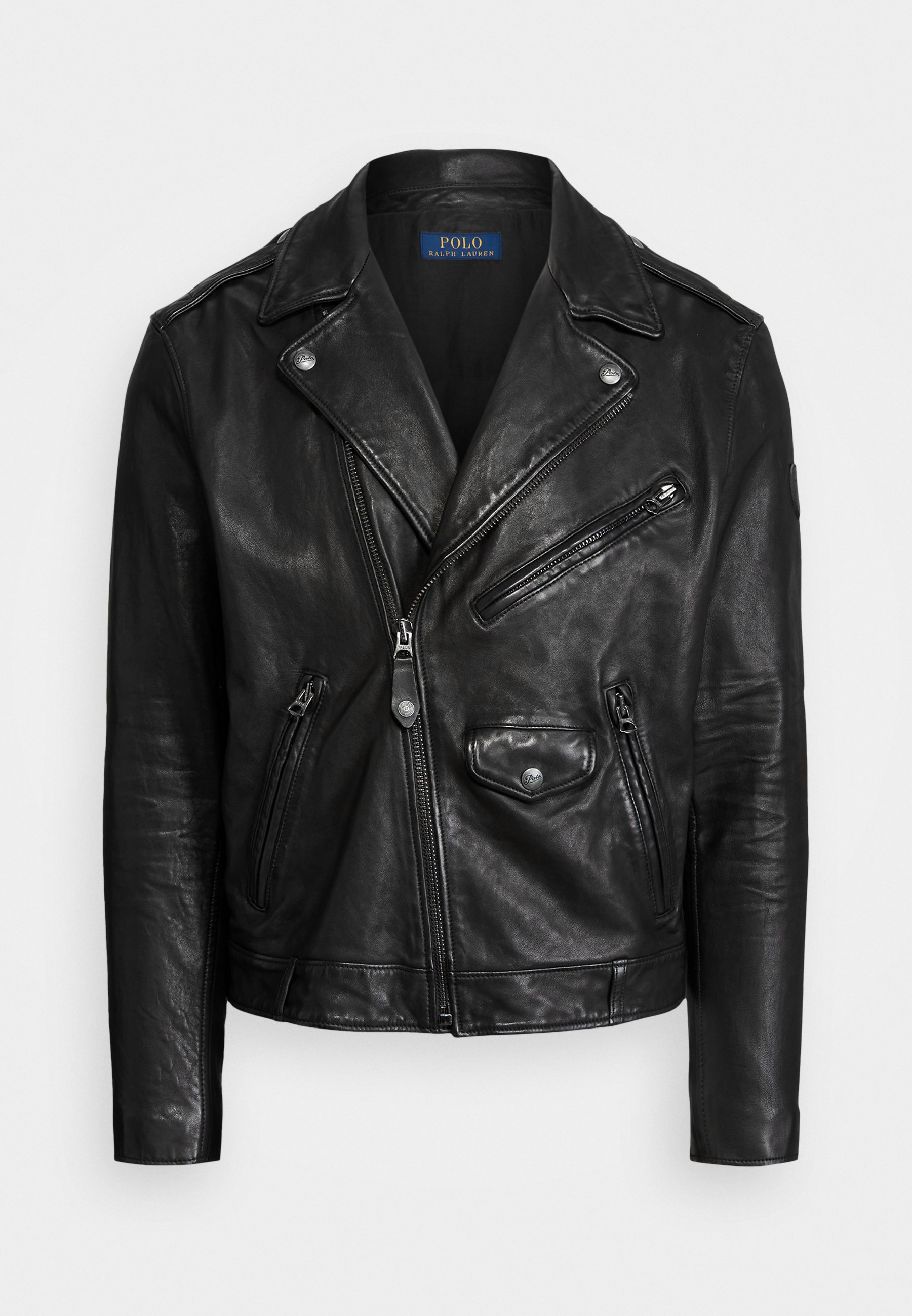 Polo Ralph Lauren ASYM MOTO JACKET - Leather jacket - black - Zalando