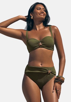 Love & Roses, REGULAR FIT - HIGH WAIST TUMMY CONTROL BIKINI BOTTOMS  . - Bikini-Hose - khaki green starfish trim