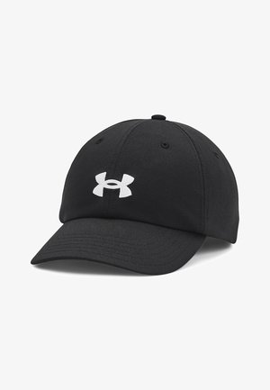 Melnā beisbola cepure, izgatavota no teksturēta auduma, ar izliekto malšanu un baltu Under Armour logo priekšpusē. Iekļauti seši ventilācijas caurumi.