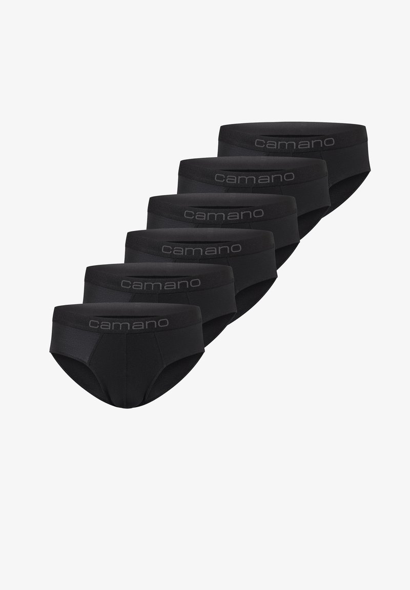 Zwarte katoenen slips met een logoband, een gladde textuur, een aansluitend ontwerp en weergegeven in een set van vijf.