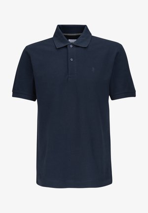 Marineblaue Poloshirt aus Baumwolle. Verfügt über eine Dreiknopf-Patte, kurze Ärmel und ein dezentes Logo, das auf der Brust gestickt ist.