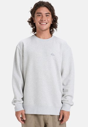 Lichtgrijze sweatshirt met ronde hals, lange mouwen, voorzien van een klein logo op de linkerkant van de borst, van zachte stof en een relaxte pasvorm.