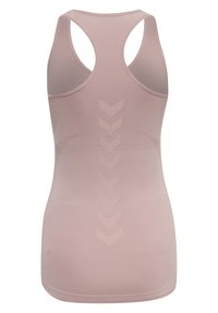 Canotta sportiva rosa chiaro con design a schiena scoperta, pannelli testurizzati e motivo a chevron sul retro. Realizzata in tessuto elasticizzato.