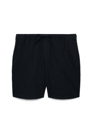 Schwarze Freizeitshorts mit elastischem Bund und Kordelzug, mit Seitentaschen und lockerer Passform.