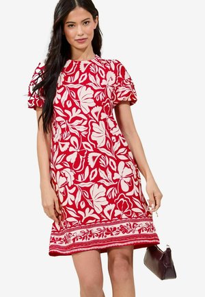 REGULAR FIT - SHORT SLEEVE MINII  - Shift dress - red