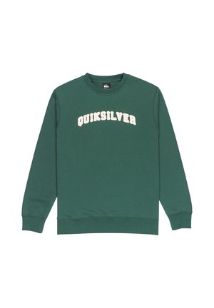 Groene sweatshirt van katoen, met een ronde hals, lange mouwen en een wit "QUIKSILVER" logo op de borst.