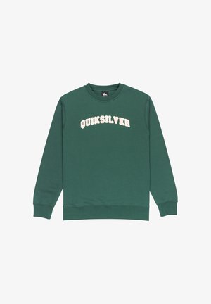 Groene sweatshirt van katoen, met een ronde hals, lange mouwen en een wit "QUIKSILVER" logo op de borst.