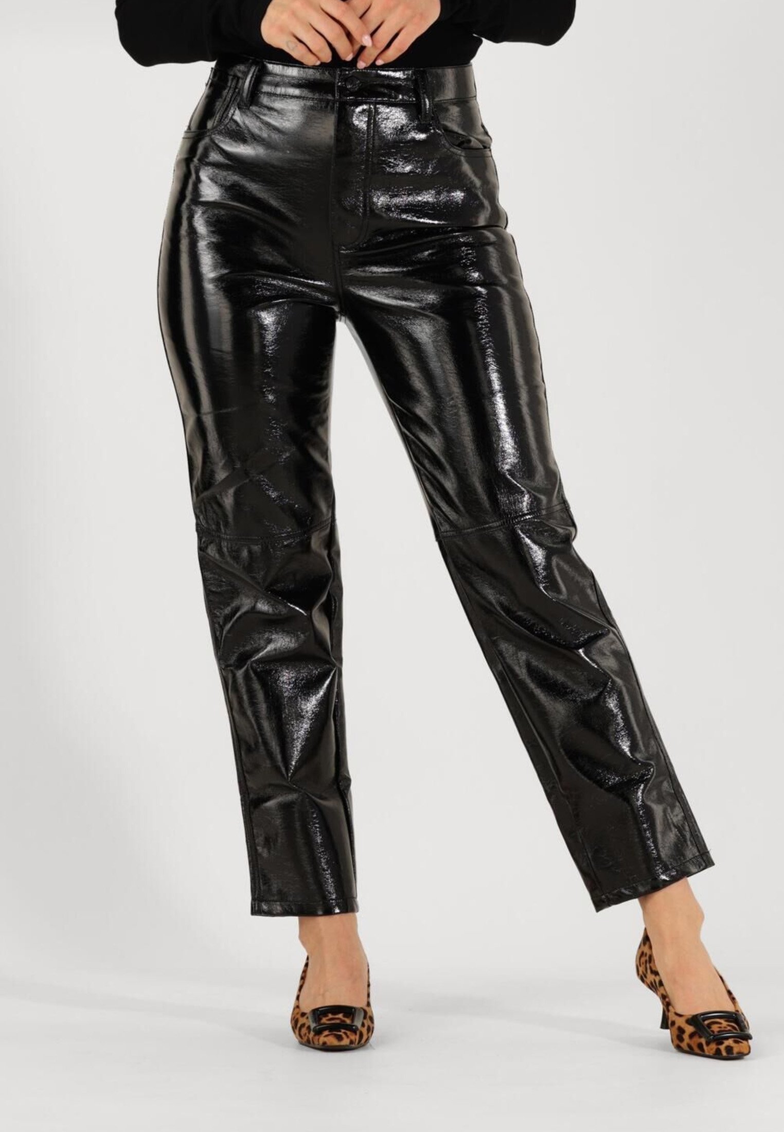 Josh V Leather trousers zwart/black Zalando
