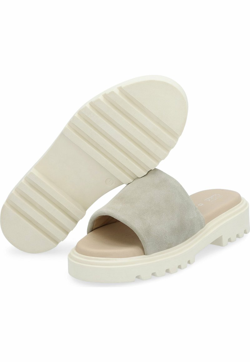 Damen Flache Pantoletten | COX Pantolette hoch mittelgrau/grau - OV09965 Damen Flache Pantoletten | COX Pantolette hoch mittelgrau/grau - OV09965