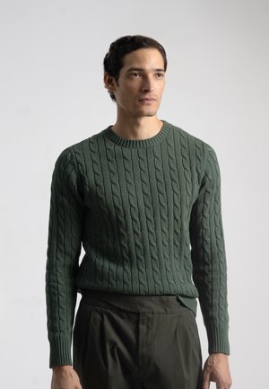 CABLE CUELLO REDONDO - Jersey de punto - verde oscuro