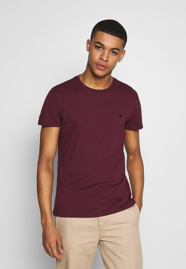 BASIC SLIM EMBROIDERY T SHIRT - Basic T-shirt - bordeaux