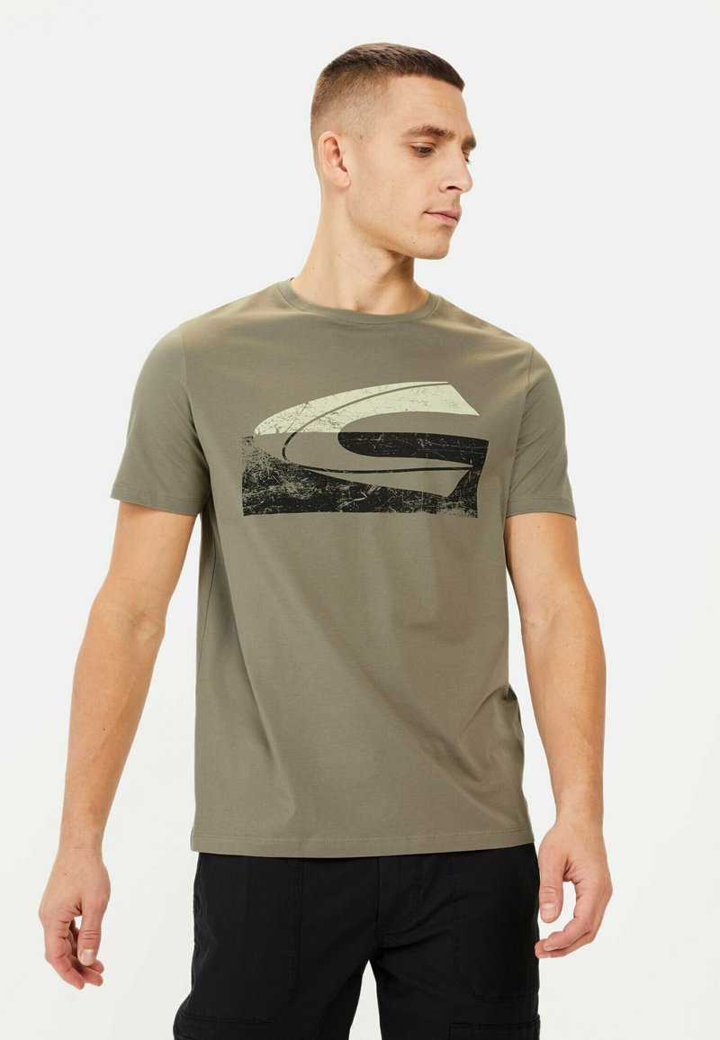 T-shirt Camel Active Uomo – Misto Cotone, Colletto Alla Coreana, Taschino Con Logo
