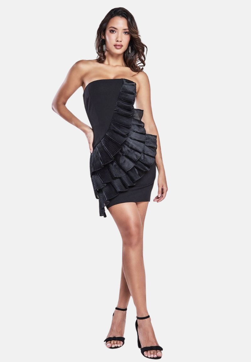 Goddiva FAN BOOBTUBE CREPE MINI - Vestido de cóctel - black