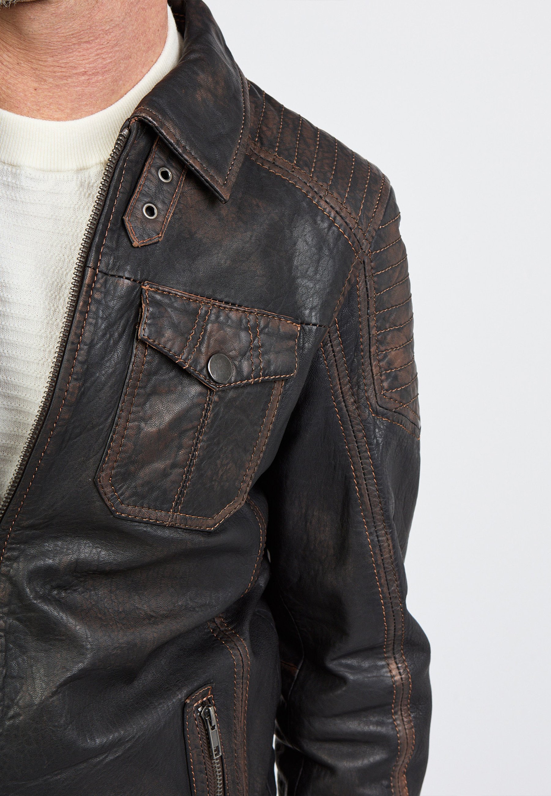 ジャケット・アウター KIOSQUE CC leather half coat JCC Leather jacket - black - Zalando