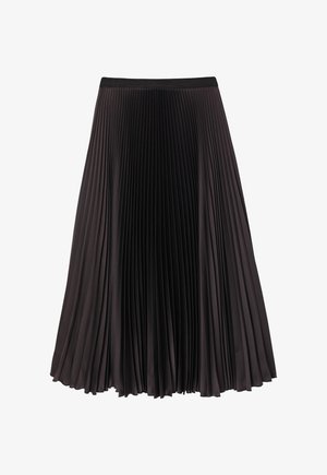 Pelēka plisēta svārku, izgatavota no mīksta auduma. Tam ir plats jostasvīrs un tas krīt līdz vidus tešanai ar vertikālām plisēm visā garumā.