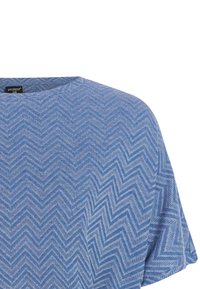 Chemise à manches courtes bleue à motifs avec design en zigzag chevron et encolure arrondie, taille 36 étiquetée de la marque Protest.