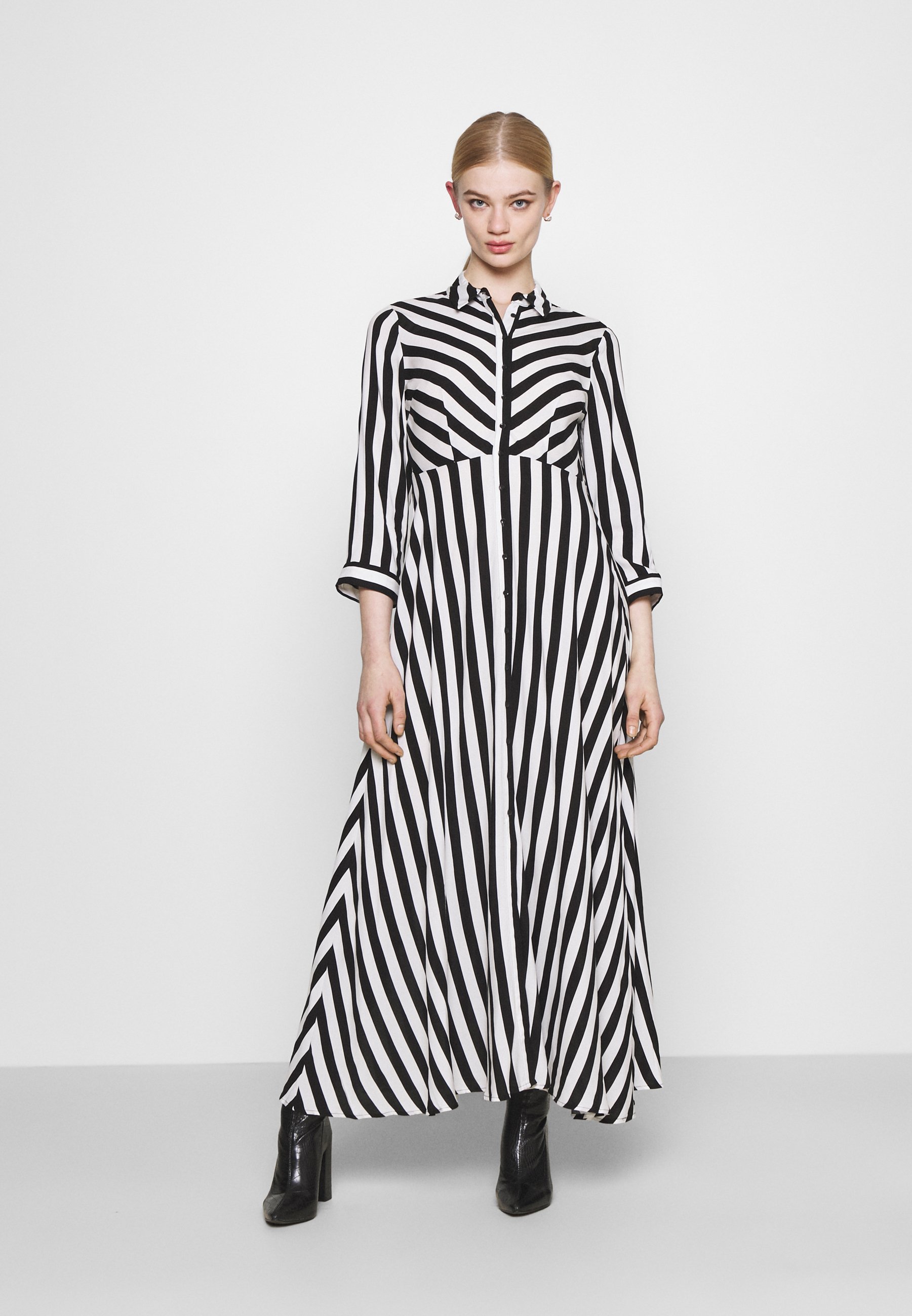 YAS YASSAVANNA LONG DRESS - Maxikleid - black/ white stripes/schwarz