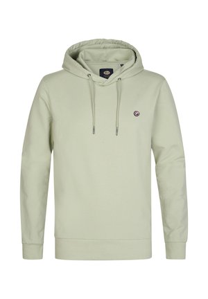 Lichtgroene hoodie van katoen, met een capuchon met trekkoord, lange mouwen, geribbelde manchetten en een klein logo op de borst.