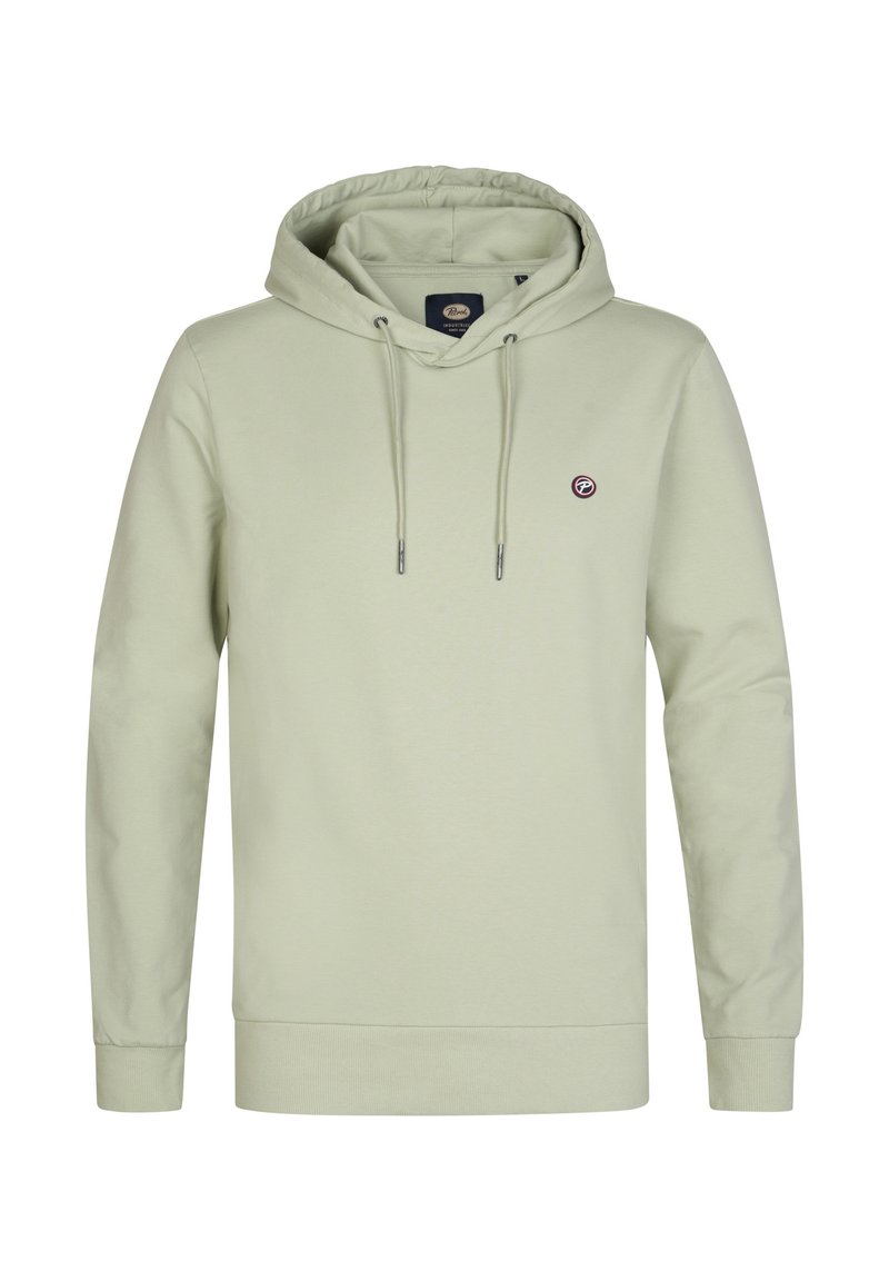 Lichtgroene hoodie van katoen, met een capuchon met trekkoord, lange mouwen, geribbelde manchetten en een klein logo op de borst.