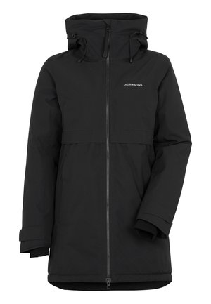 Μαύρο, αδιάβροχο μπουφάν με κουκούλα, μπροστινό φερμουάρ και ελαστικές μανσέτες. Διαθέτει λογότυπο στο στήθος και κομψό, μοντέρνο σχέδιο.