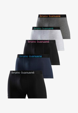 Schwarze Baumwoll-Boxershorts mit einem dehnbaren Bund, auf dem in pinken Buchstaben "uno banani" steht, und einem glatten, körperbetonten Schnitt.