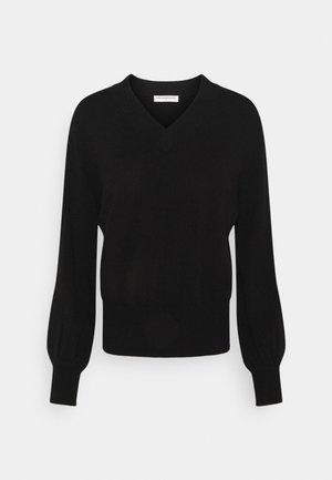 V NECK BALLOON SLEEVE - Jumper - black